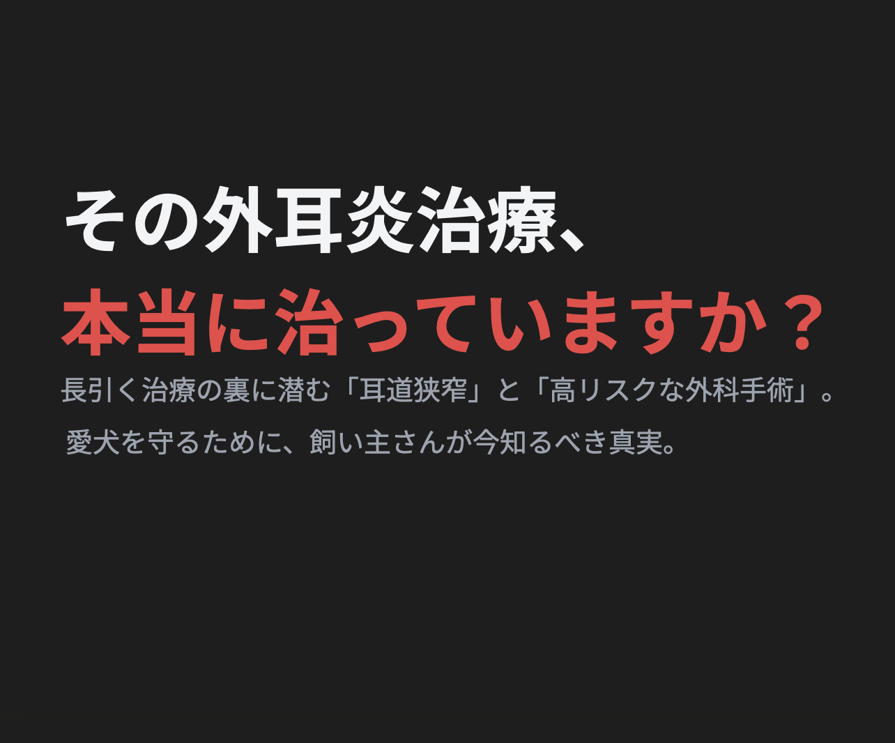 飼い主さんへのミニセミナー動画（外耳炎治療の重要性）　